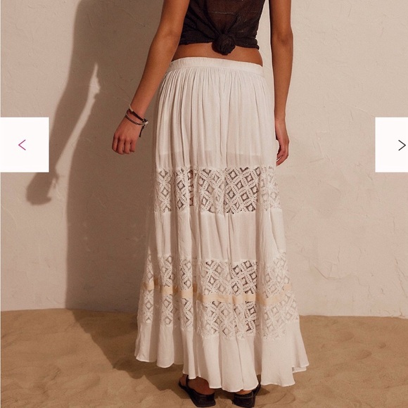Free People Swept Away Maxi Skirt Small Color: Clean Ivory - Picture 2 of 6